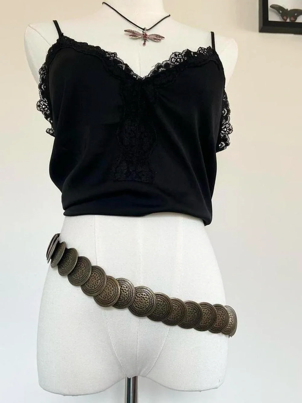 Vintage Bronze Disc Link Waist Belt - Dark Bronze
